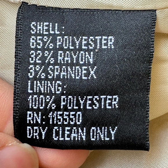 Signature By Larry Levine one Button TanBlazer Chalk Stripe Fabric Jacket SZ 18 - Picture 13 of 16